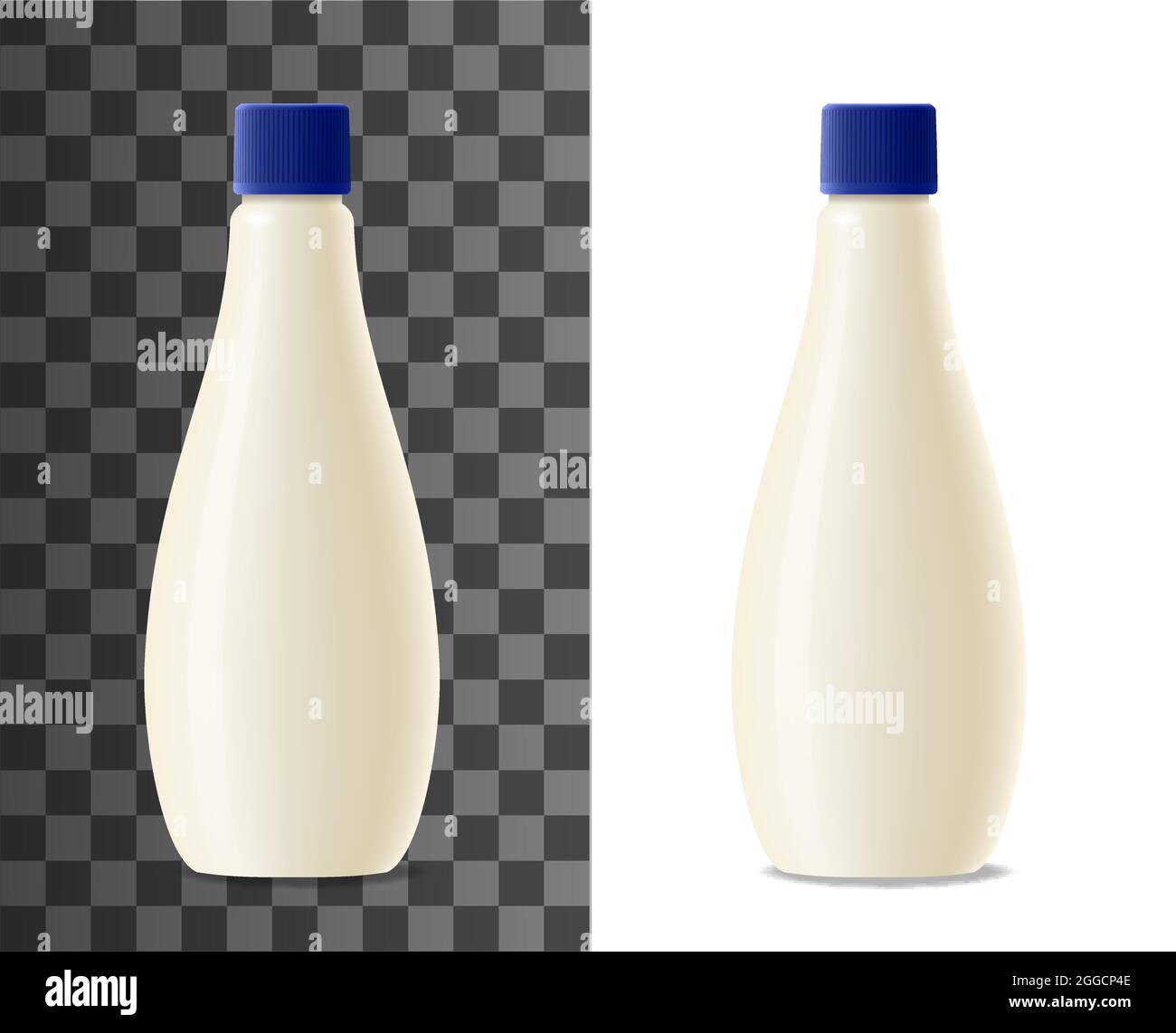 Mayonnaise plastic bottle realistic packaging mock up. Milk, yogurt or cream dairy products