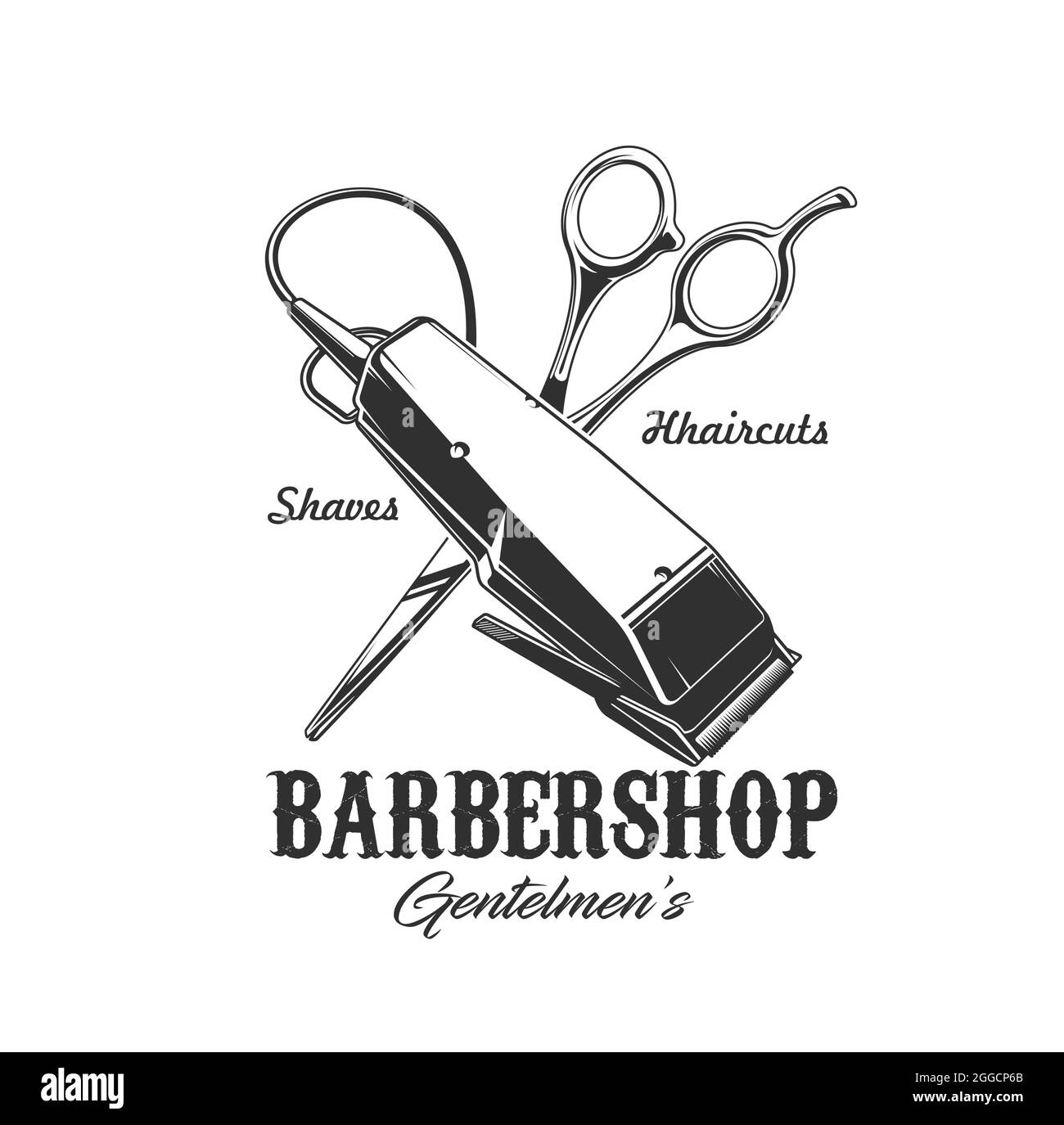 shaver and scissors vector icon of barber shop, hair cut and