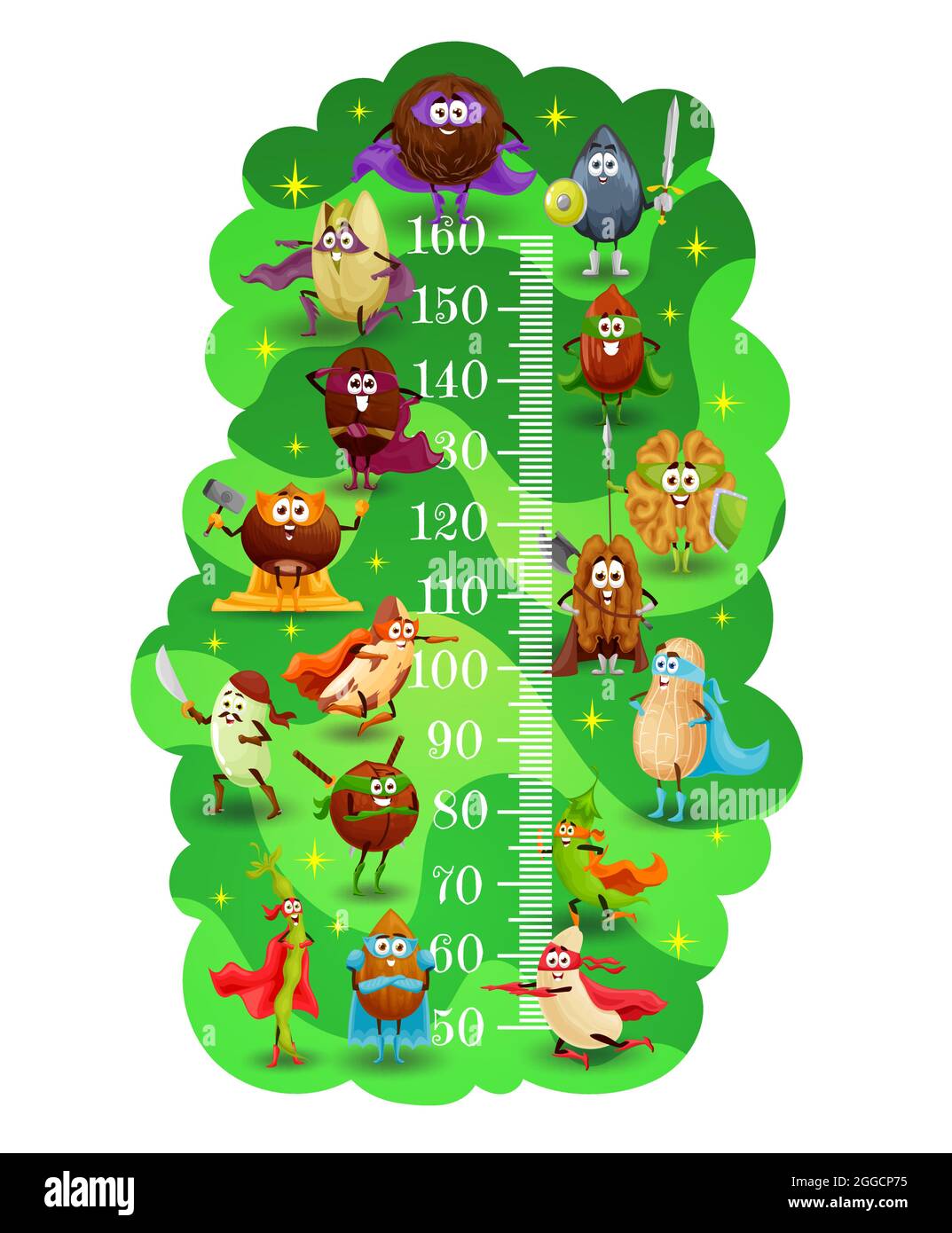 Kids height chart, nuts superheroes and defenders, vector growth meter  background. Kids height chart or baby measure scale with cartoon super  heroes n Stock Vector Image & Art - Alamy