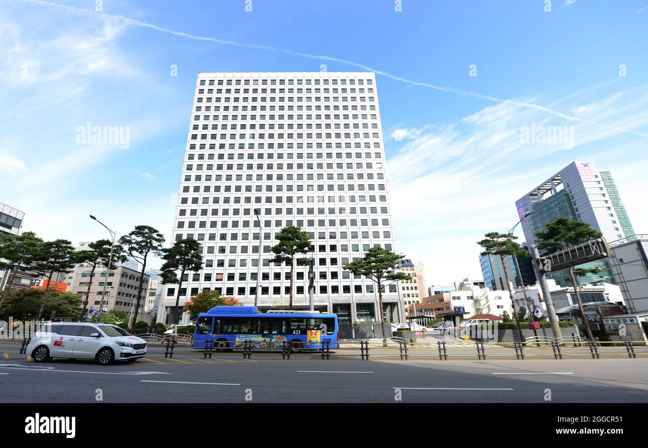 Large office building in central Seoul, South Korea. Stock Photo