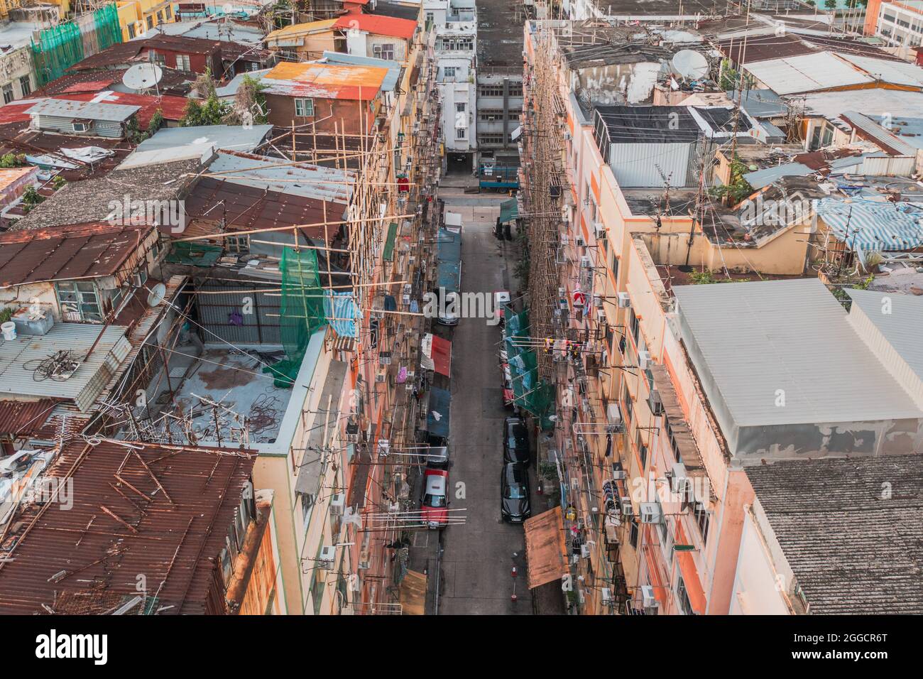 Kowloon Rooftops Amazing Colorful messy rooftop on dense old residential house in ...