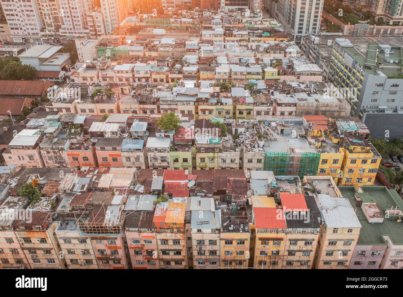 Kowloon Rooftops Amazing Colorful messy rooftop on dense old residential house in ...