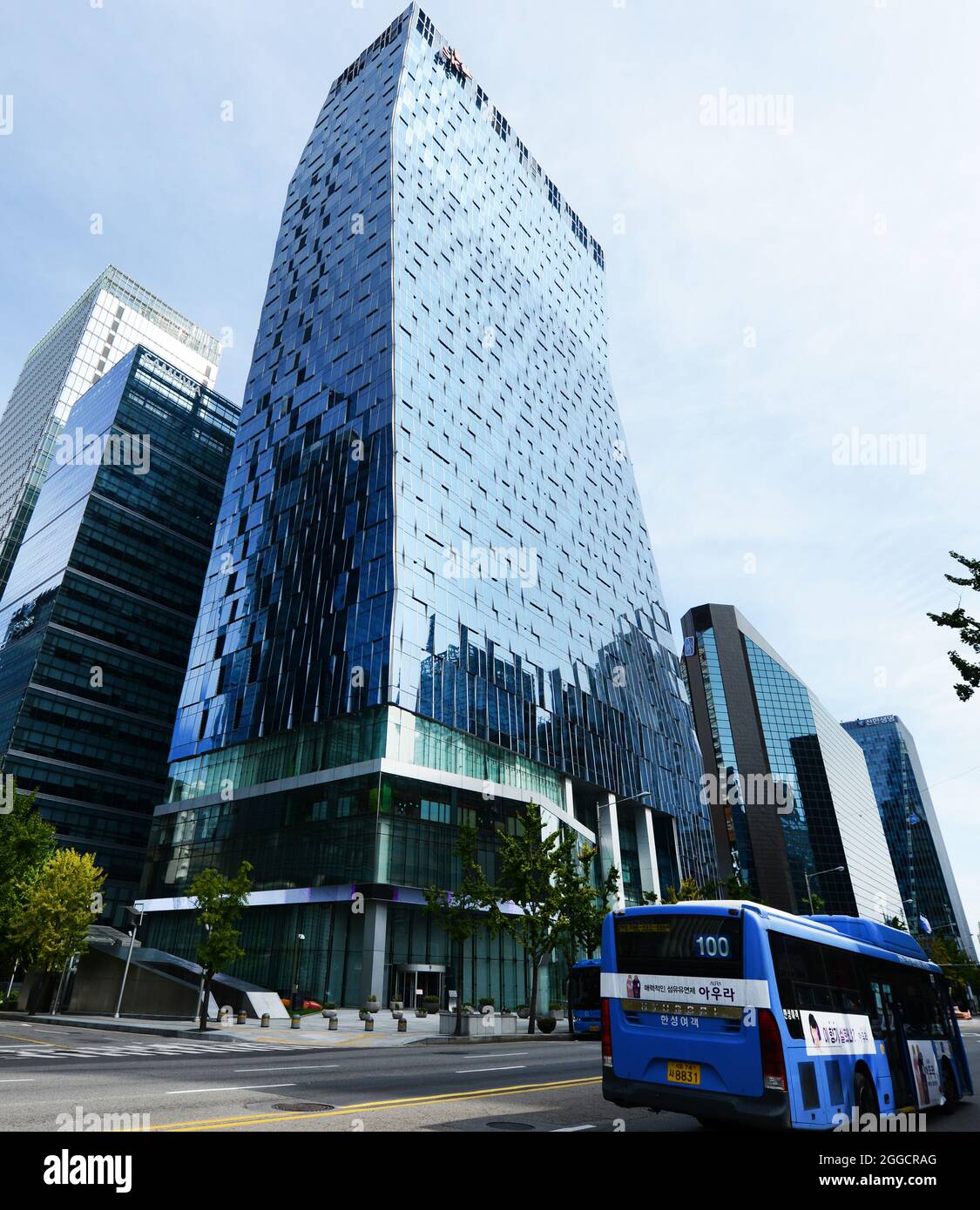 SK tower in Myeongdong, Seoul, South Korea.. Stock Photo