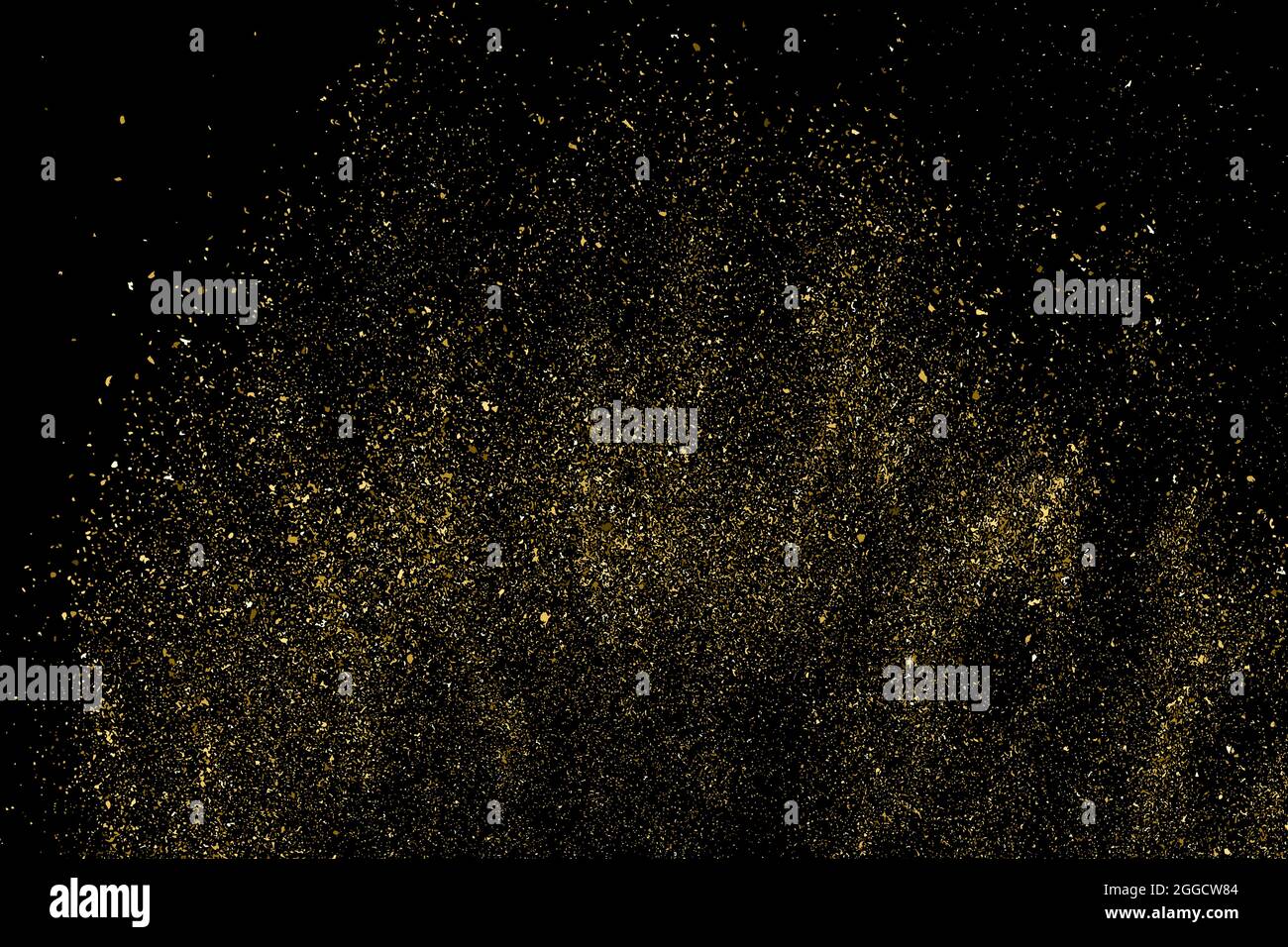 Gold Glitter Texture Isolated on Black Background. Golden stardust ...