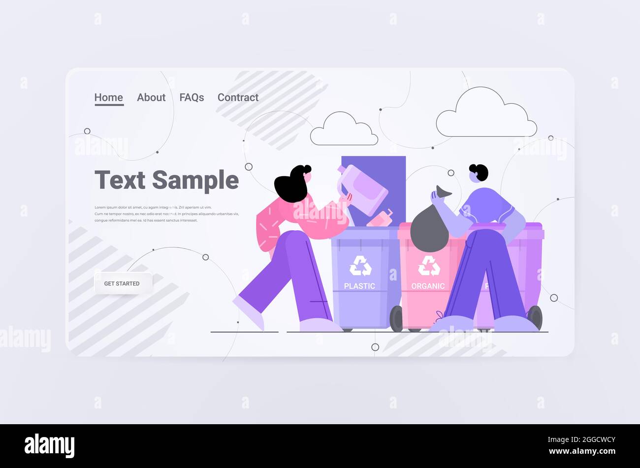 people putting garbage bags in different types of recycling bins