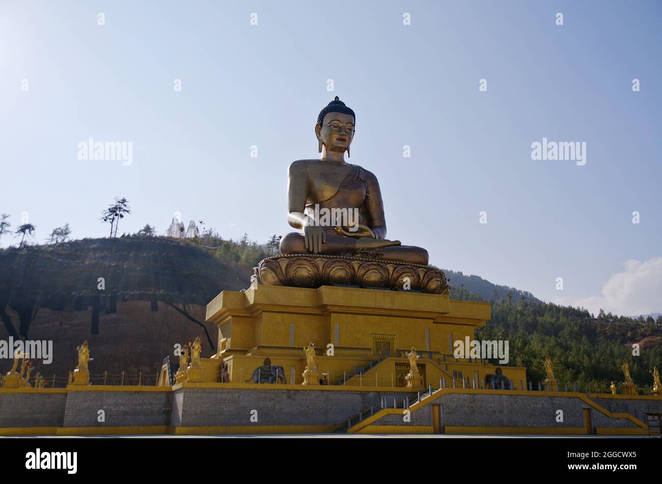 The Great Buddha Dordenma, a gigantic statue of Shakyamuni Buddha, overlooking the southern approach to Thimphu, Bhutan Stock Photo