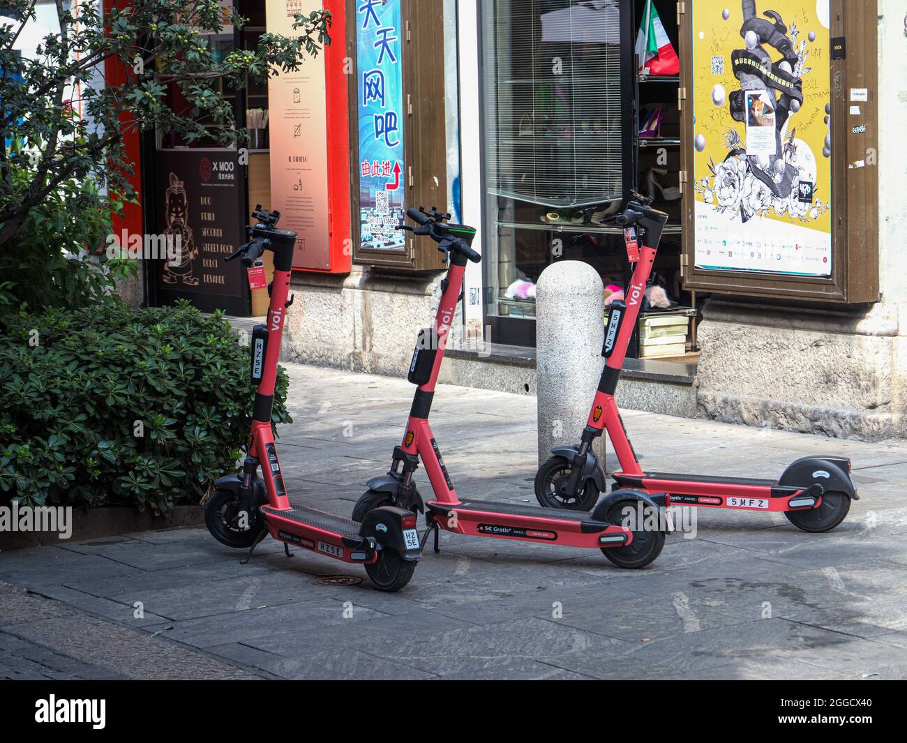 MILAN, ITALY - Aug 08, 2021: A Voi electric scooter for rental mobility in  Milan, Italy Stock Photo - Alamy