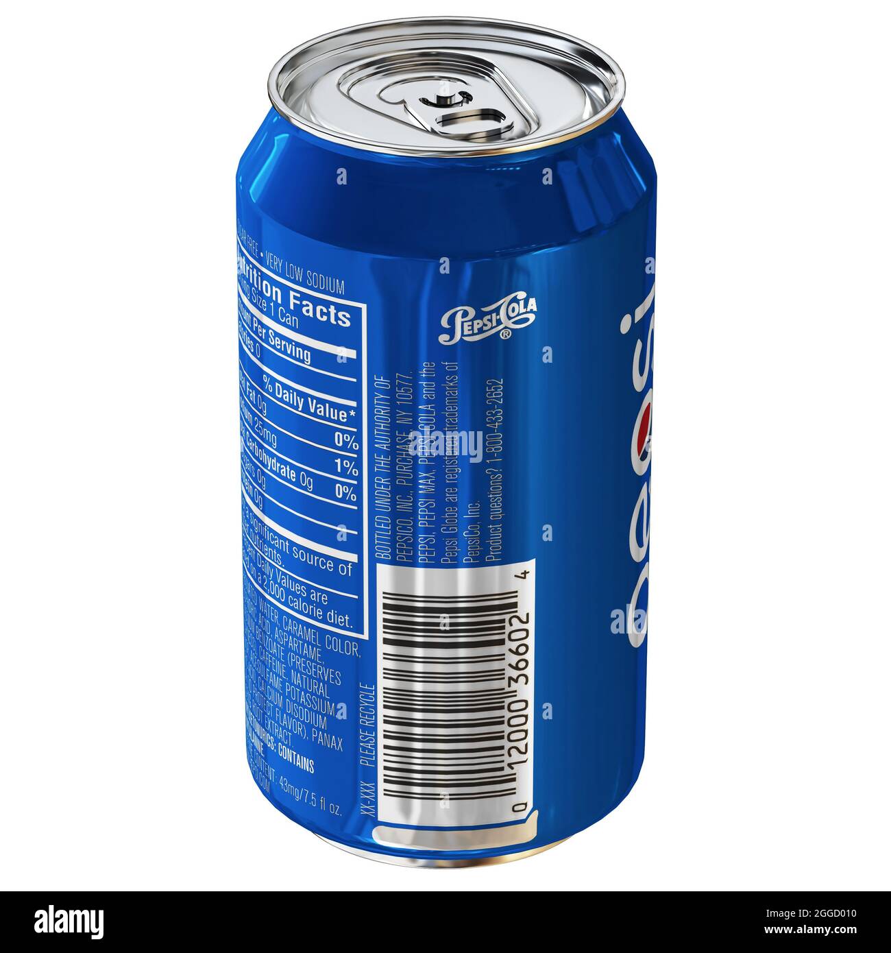 Pepsi  can  3d model concept render with white background. Stock Photo