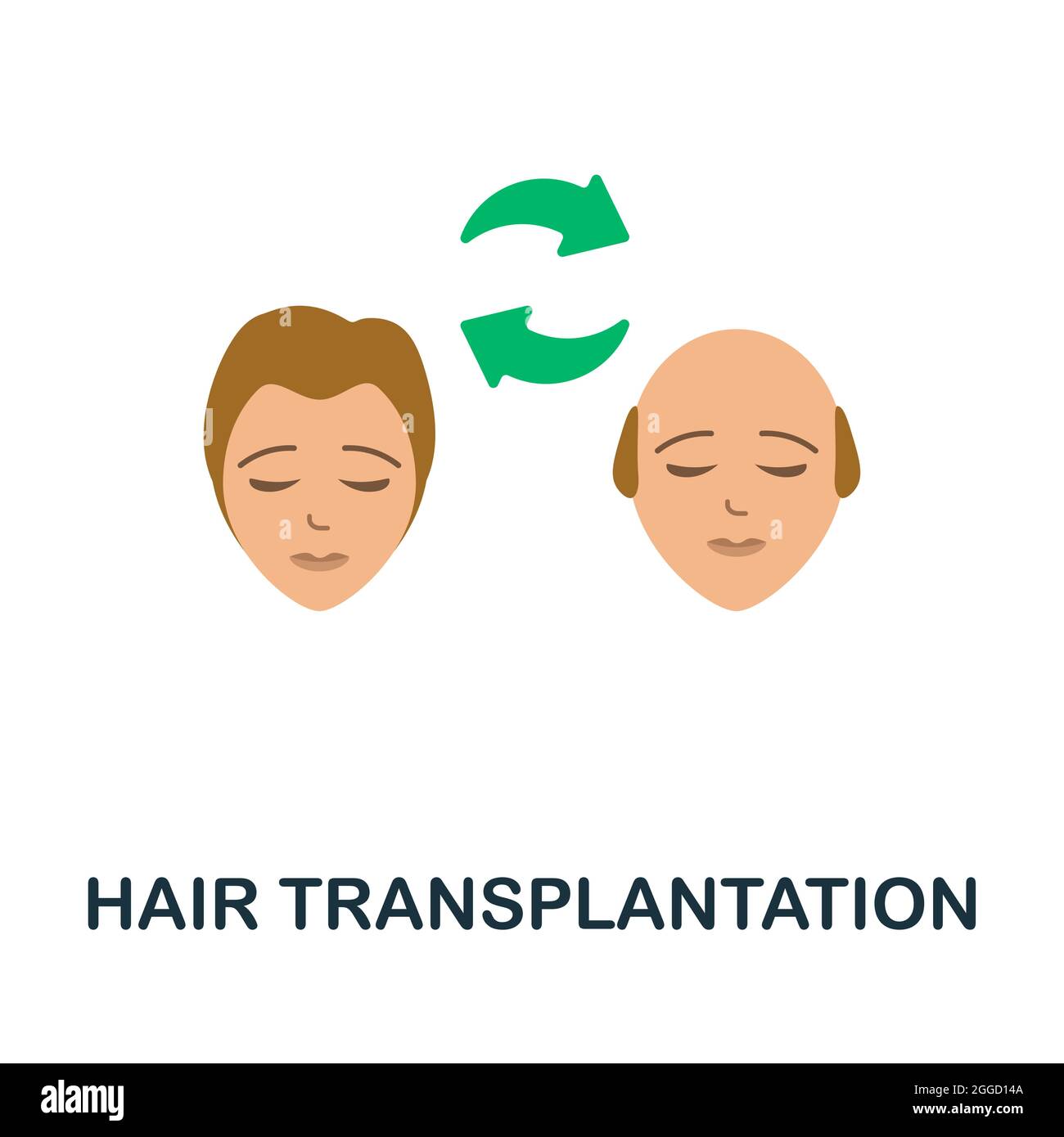 Hair Transplantation flat icon. Colored sign from plastic surgery collection. Creative Hair Transplantation icon illustration for web design Stock Vector