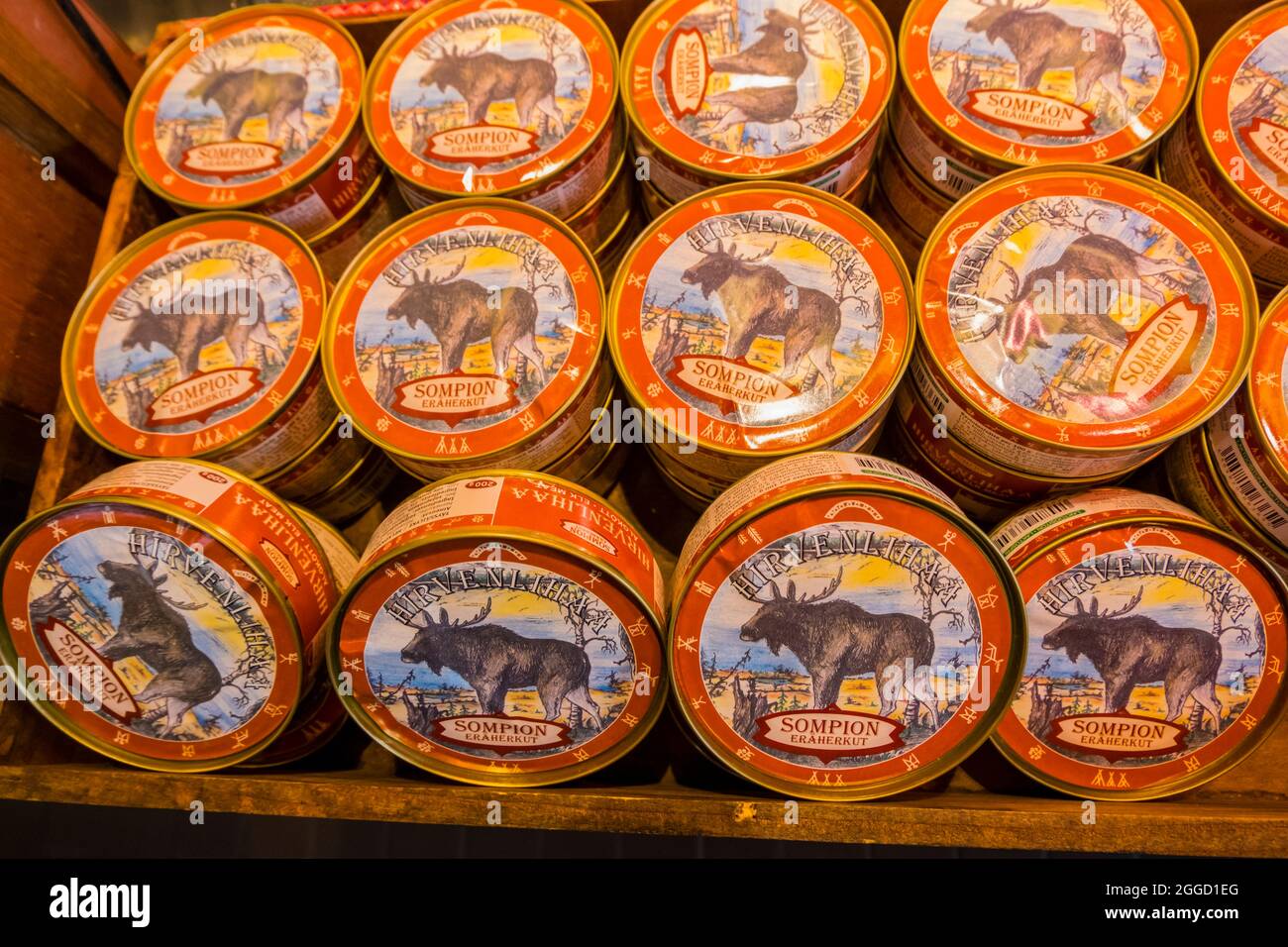 Canned moose meat, Vanha Kauppahalli, Eteläranta, Helsinki, Finland