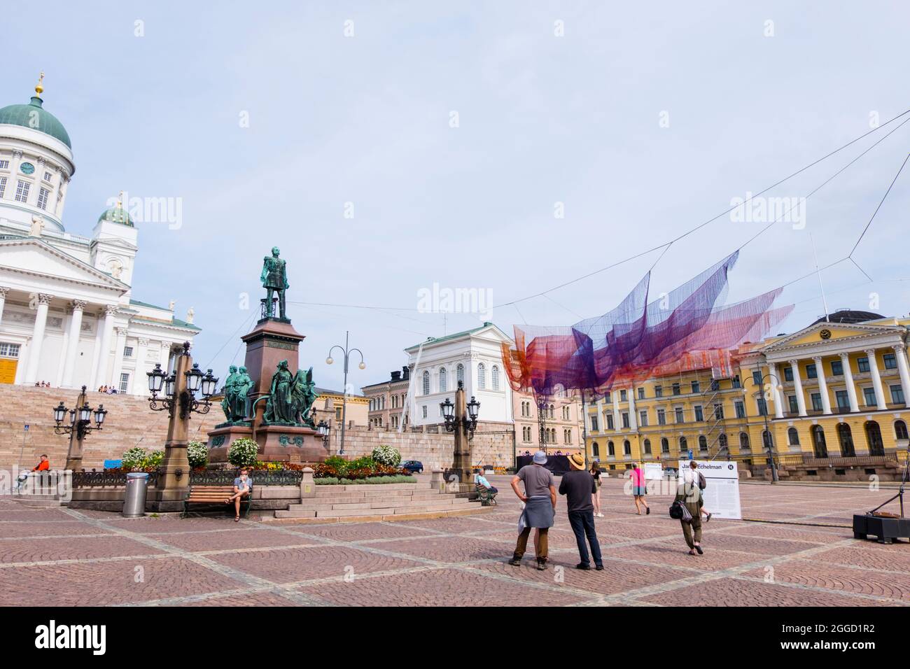 Janet Echelman, installation 1,78, Senaatintori, Senate Square, Helsinki, Finland Stock Photo