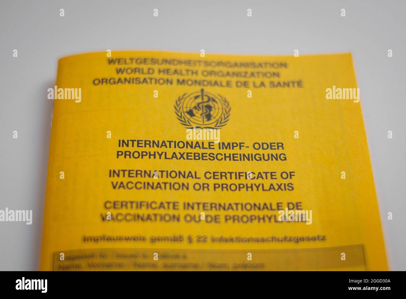International Certificate of Vaccination - Corona vaccination pass Stock Photo