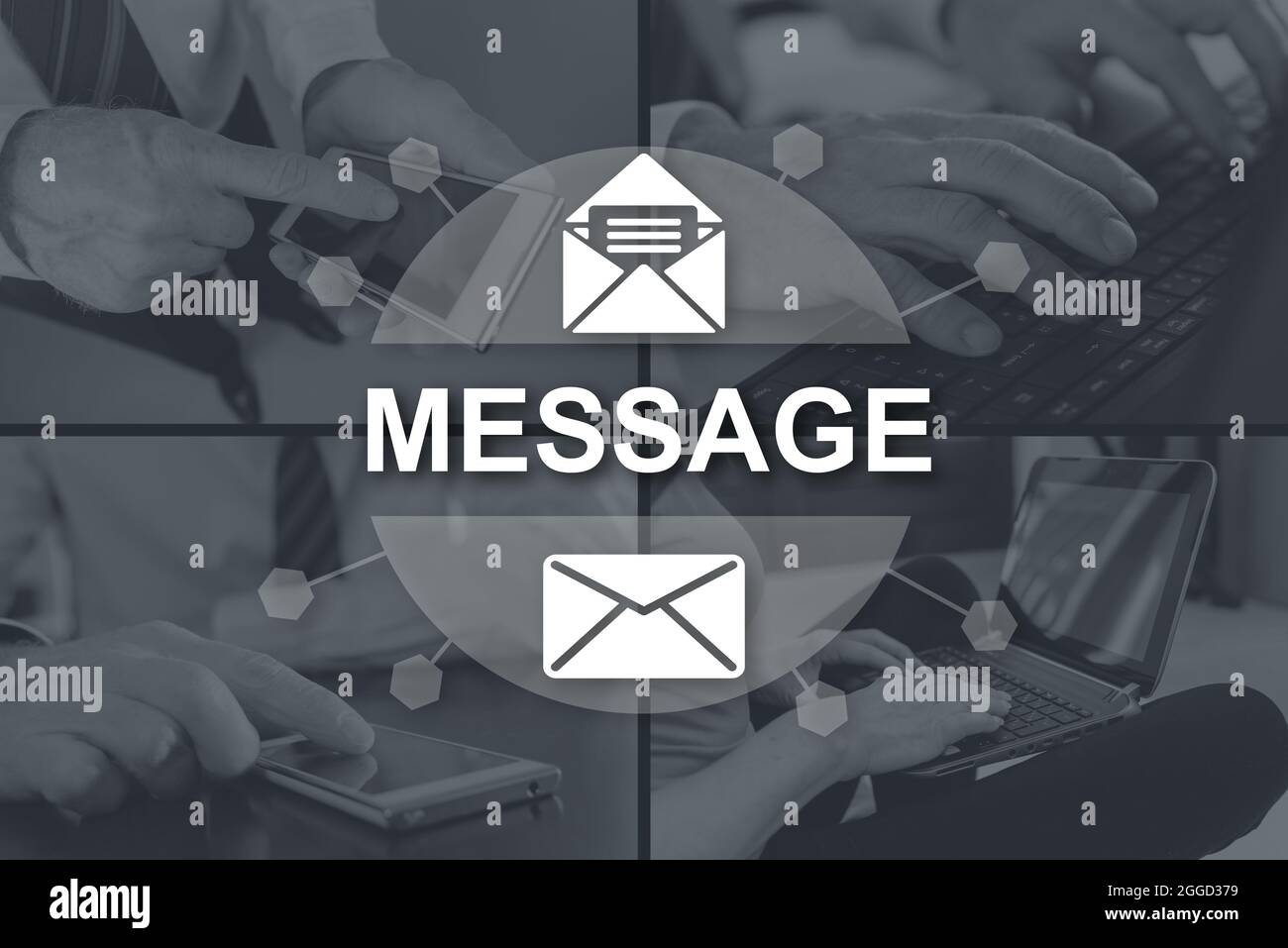 Message concept illustrated by pictures on background Stock Photo - Alamy