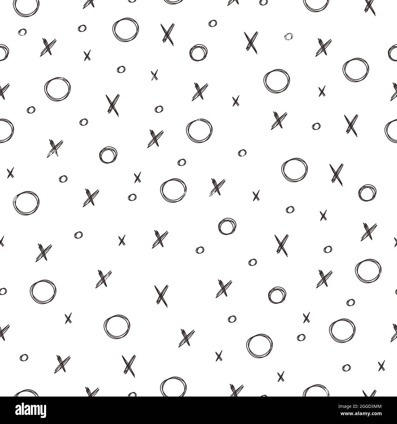 Tic tac toe game texture. Hand drawn seamless cross shapes pattern. Black  elements on white background Stock Vector Image & Art - Alamy
