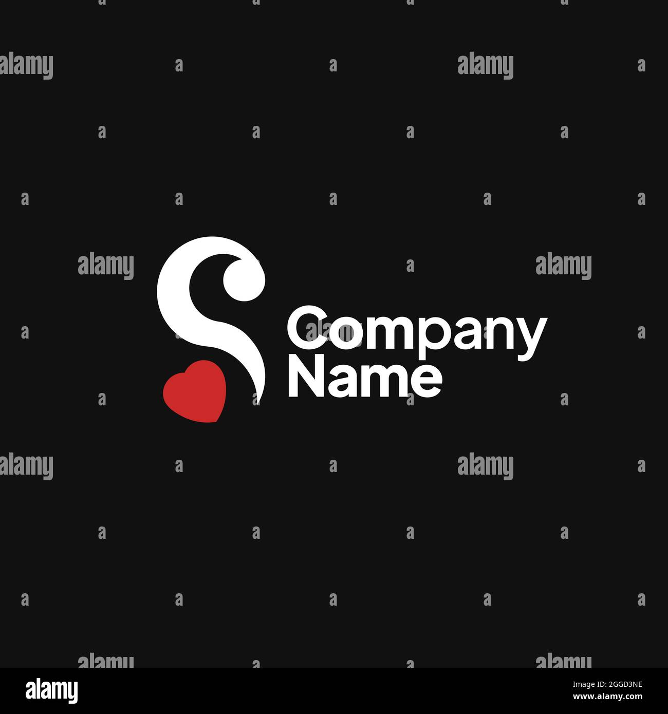 S letter logo design with heart. Vector creative modern concept Stock Vector