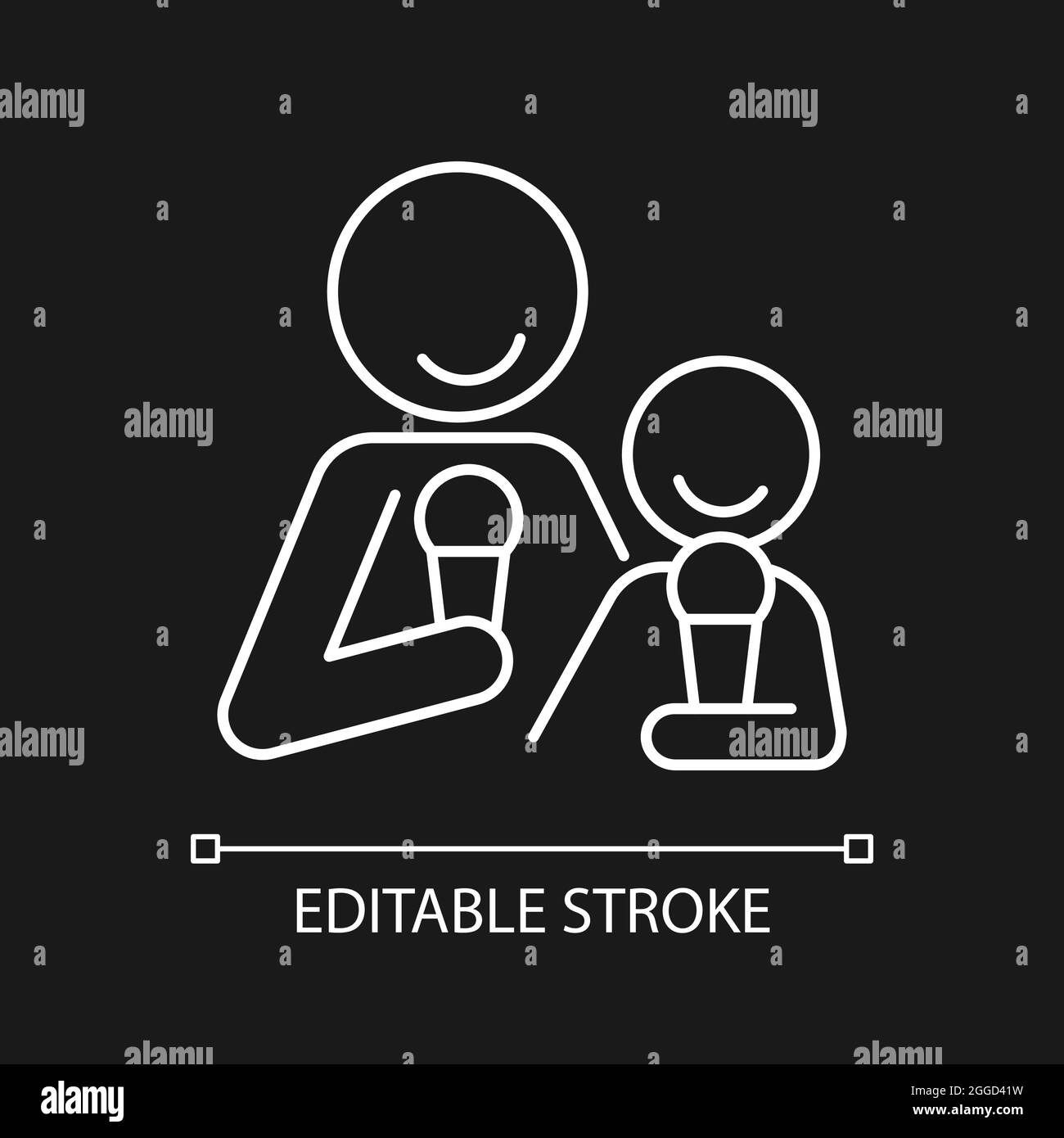 Eating ice cream together white linear icon for dark theme Stock Vector ...