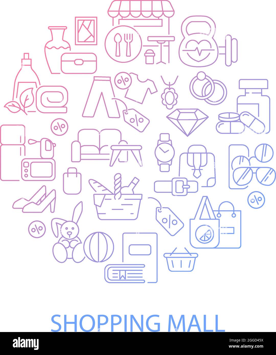 Shopping goods abstract gradient linear concept layout with headline Stock Vector