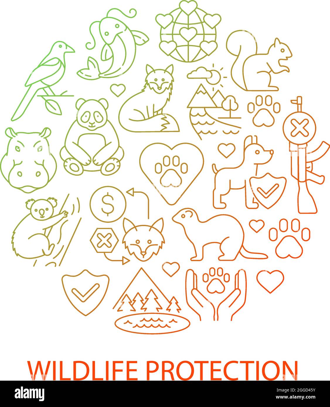 Wildlife protection abstract gradient linear concept layout with headline Stock Vector