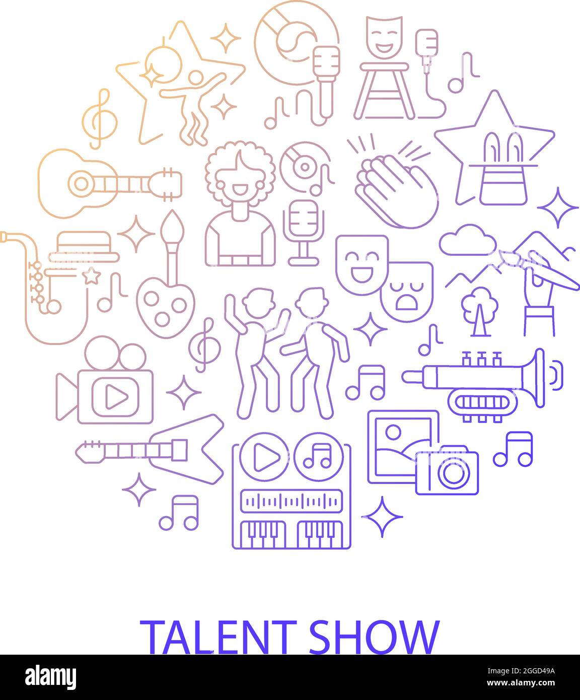 Music show abstract gradient linear concept layout with headline Stock Vector