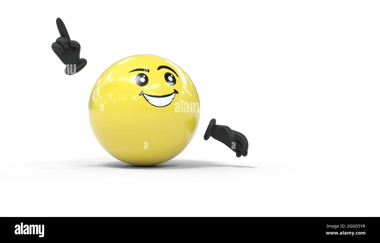 happy smiley character on white background - 3D rendering Stock Photo