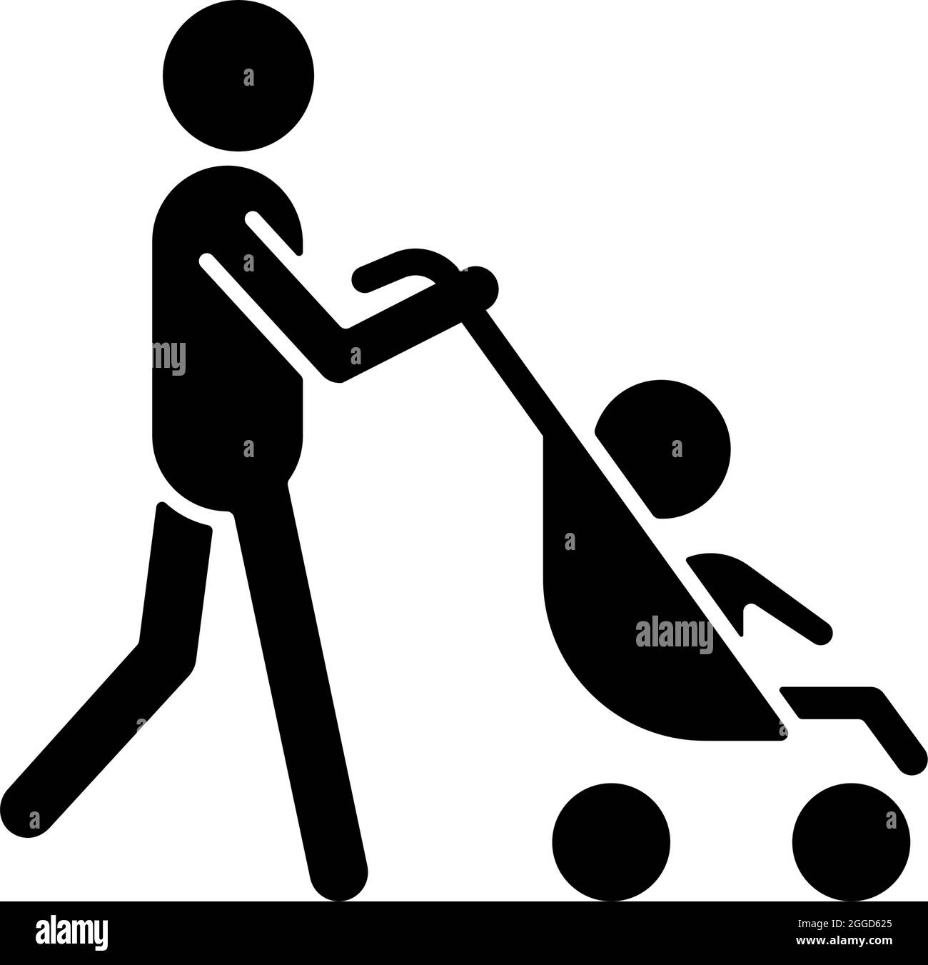 Walking with stroller black glyph icon Stock Vector Image & Art - Alamy
