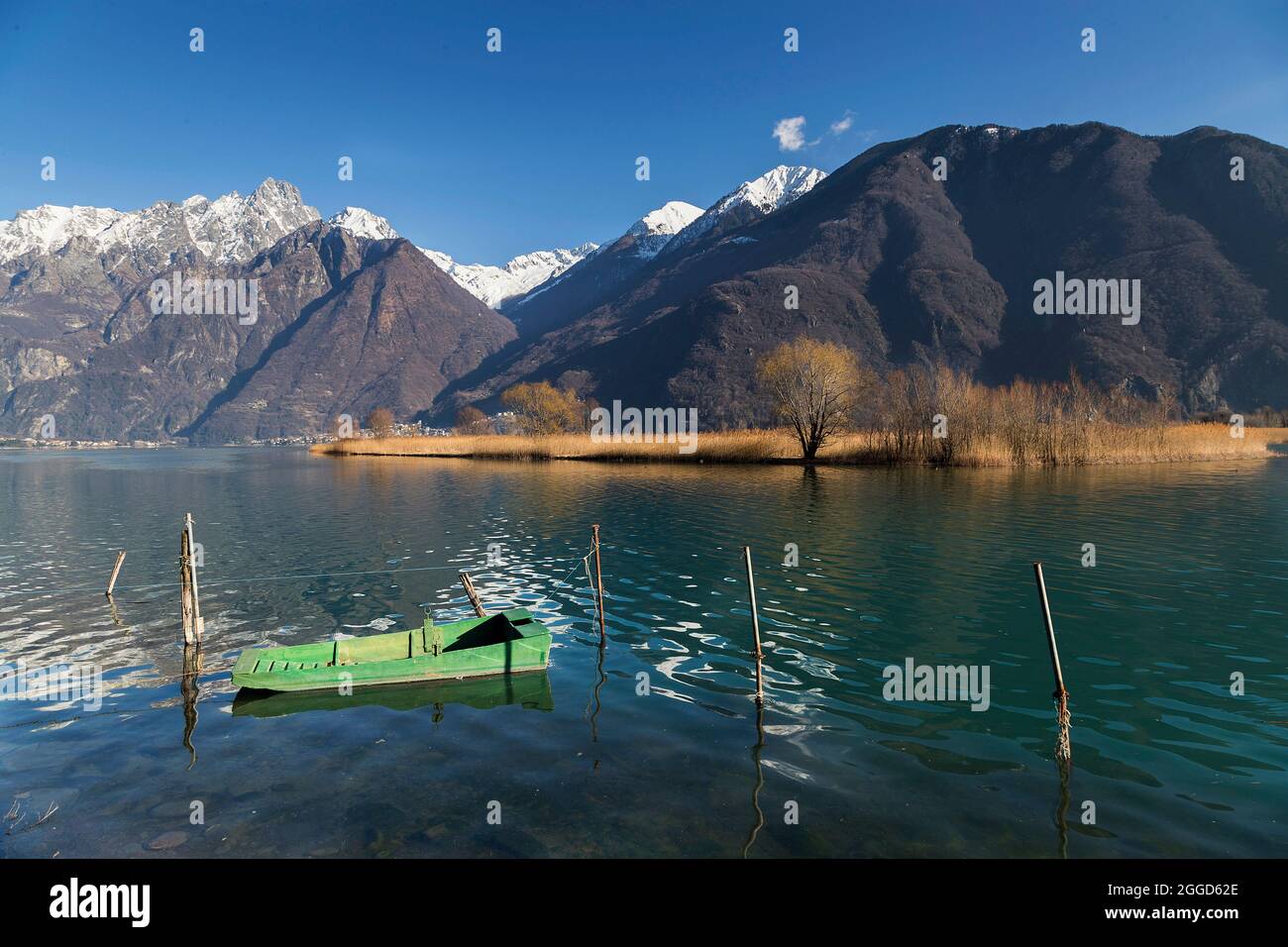 Pian di Spagna Nature Reserve, Lago di Mezzola and the wetland area which separates it from Lake Como, Lombardy, Italy, Europe Stock Photo