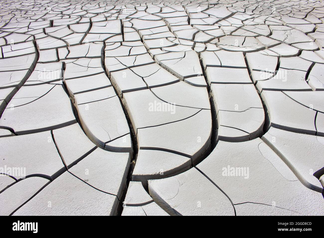 Beautiful texture of cracks in a mud volcano. Stock Photo