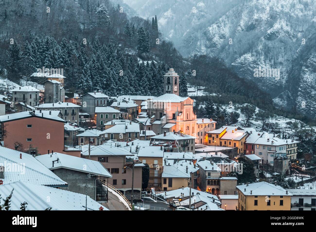 Perledo village, eastern shore of Lake Como, Lombardy, Italy, Europe Stock Photo