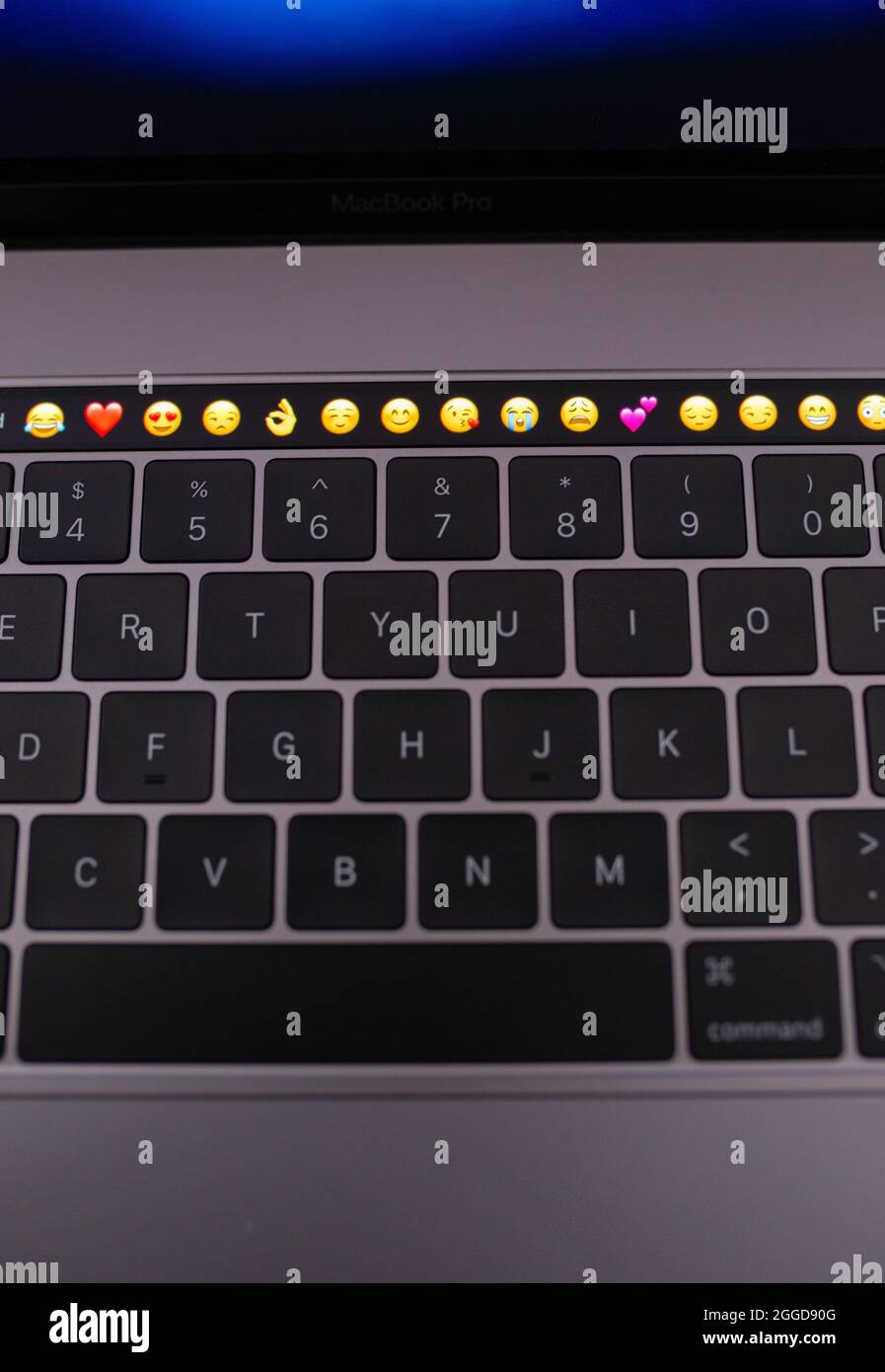 SARAJEVO, BOSNIA AND HERZEGOVINA - Aug 14, 2021: Details of touchbar with  emojis on Macbook Pro M1 Stock Photo - Alamy