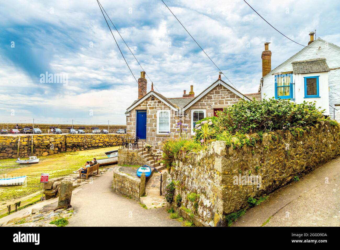 Houses by the harbour in Mousehole, Cornwall, UK Stock Photo Alamy