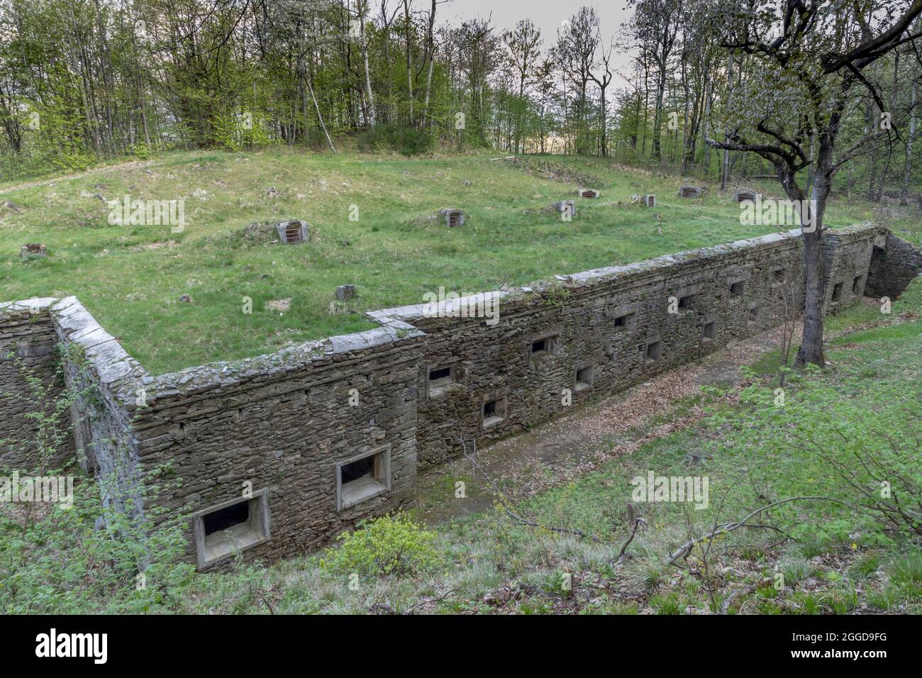 Armored barracks at the Duello di Sueglio, World War II, Ecomuseum of Valvarrone, Lake Como, Lombardy, Italy, Europe Stock Photo