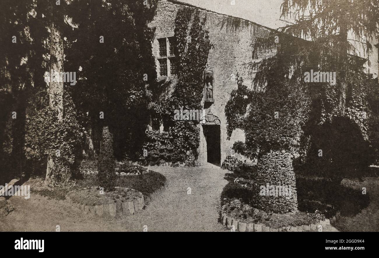 A 1939 printed photograph of the birthplace of (1412) of  French Heroine Joan of Arc in Domremy which according to the caption had been destroyed during World War One (possibly rebuilt?) She was popularly known as 'The Maid of Orléans' (  La Pucelle d'Orléans) or ' The Maid of Lorraine' (  La Pucelle de Lorraine) Stock Photo