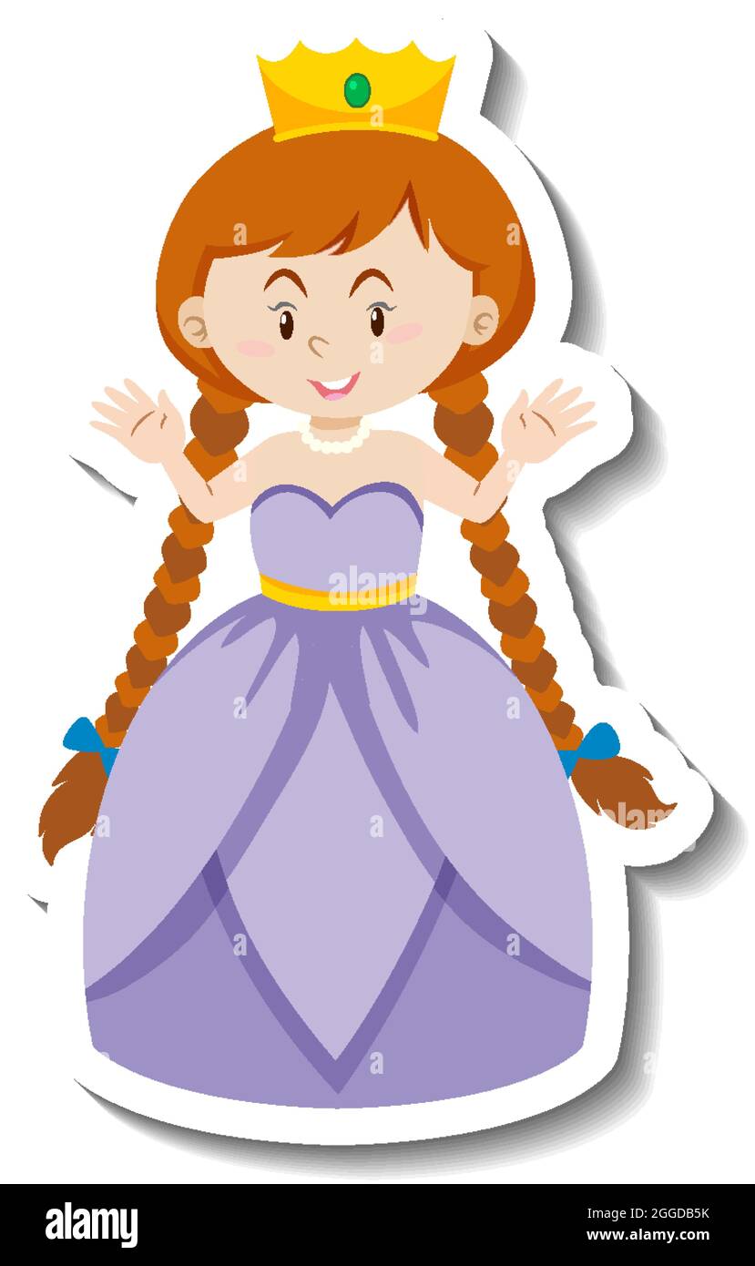 Cute princess in purple dress cartoon character sticker illustration Stock  Vector Image & Art - Alamy