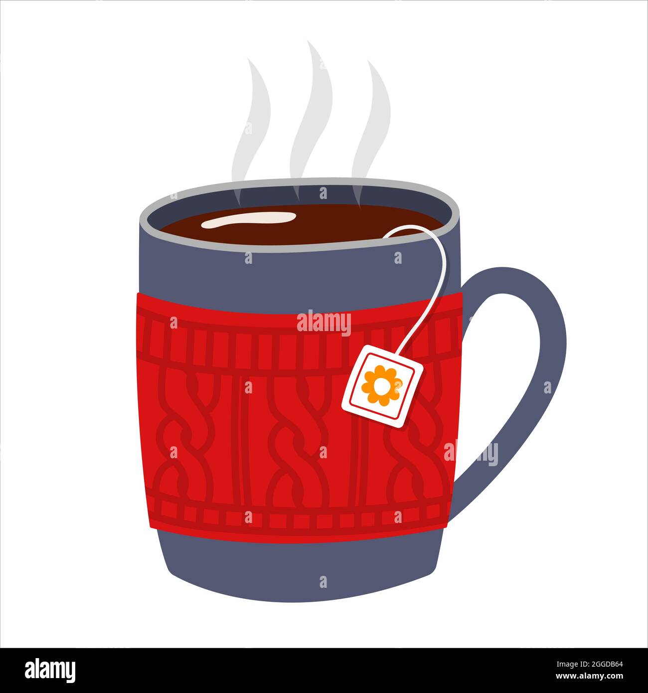 Cute tea cup, flat vector illustration Stock Vector