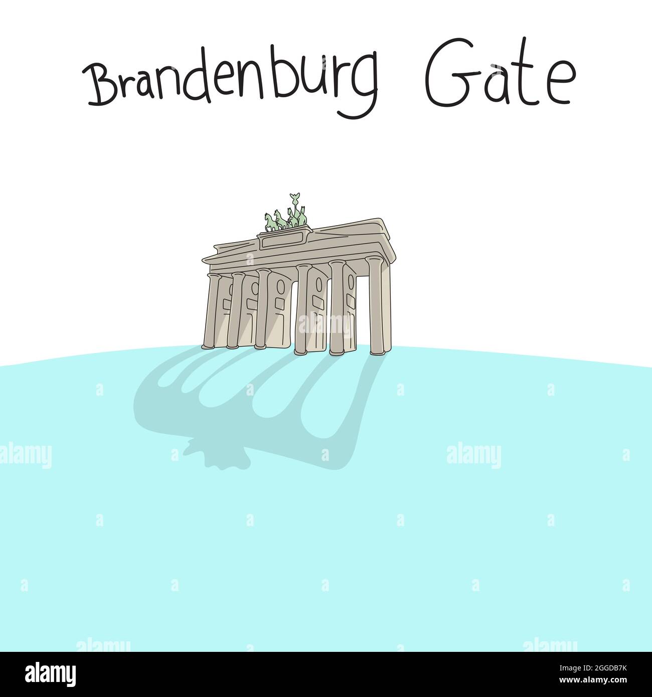 Brandenburg Gate in Berlin hand drawn vector illustration isolated on white background Stock Vector