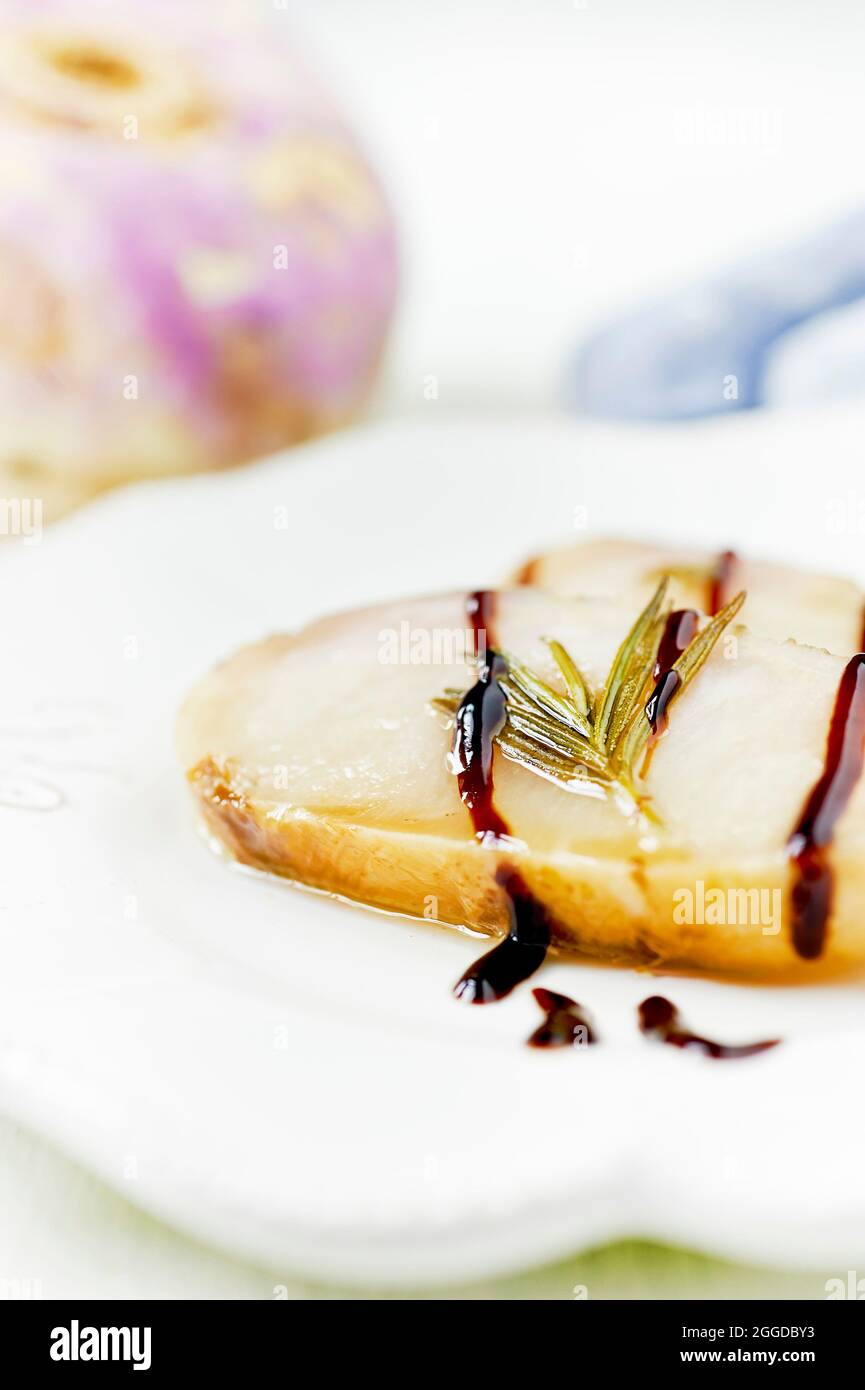 Roasted white turnip with balsamic vinegar of Modena and rosemary Stock