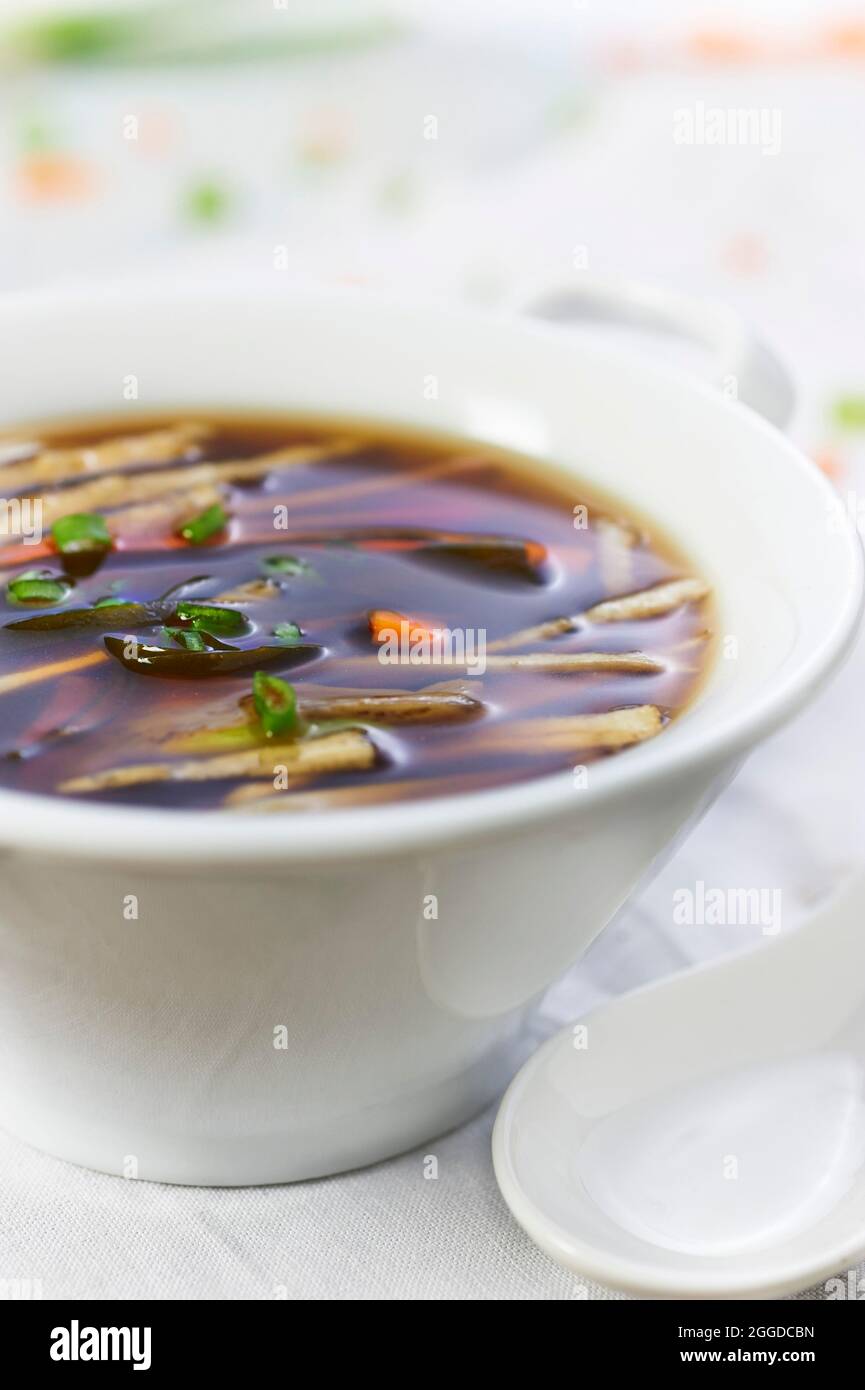 Miso soup with fresh vegetables and kombu algae Stock Photo Alamy