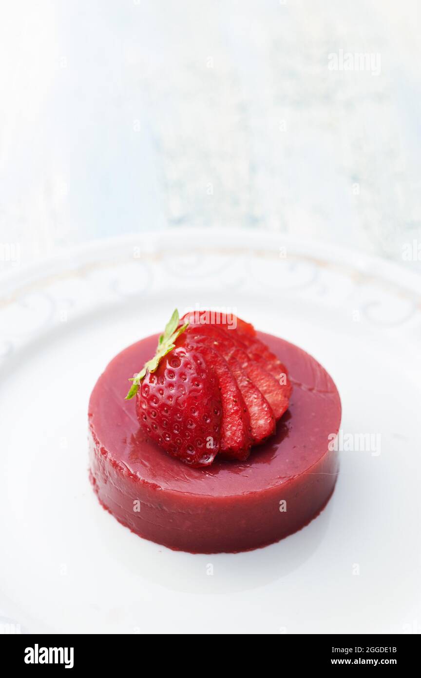 Strawberry pudding, Italy, Europe Stock Photo Alamy