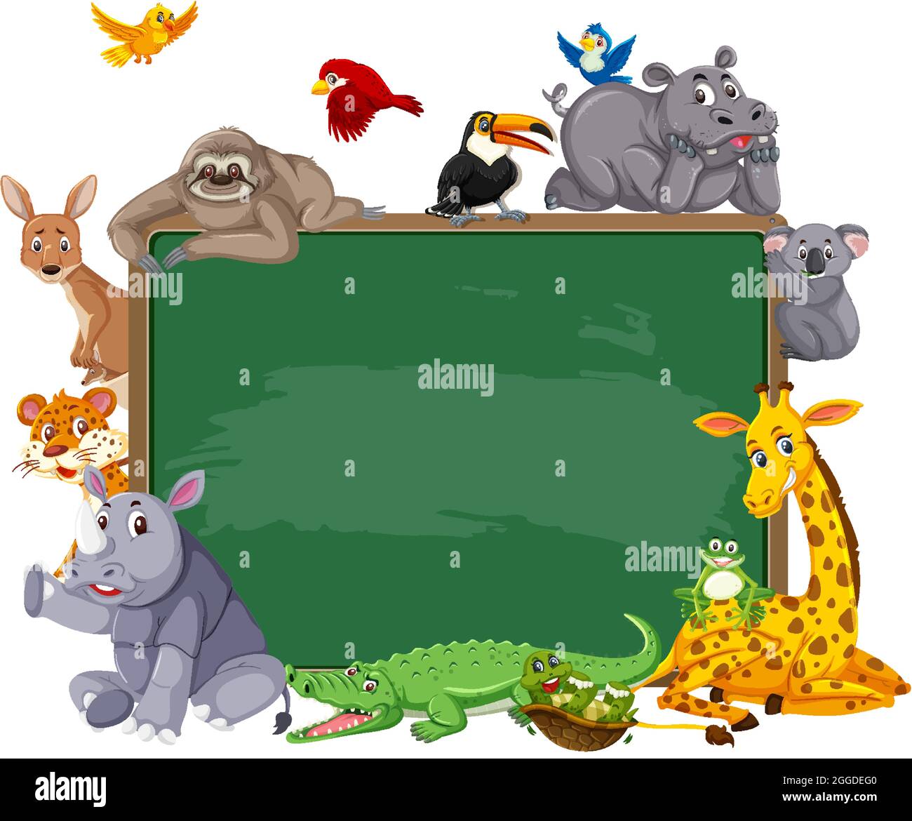 Empty blackboard with various wild animals illustration Stock Vector ...