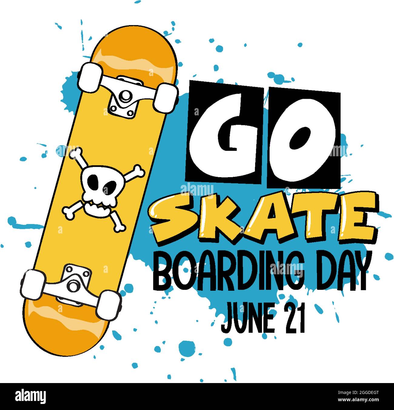 Go Skateboarding Day banner with a skateboard isolated illustration