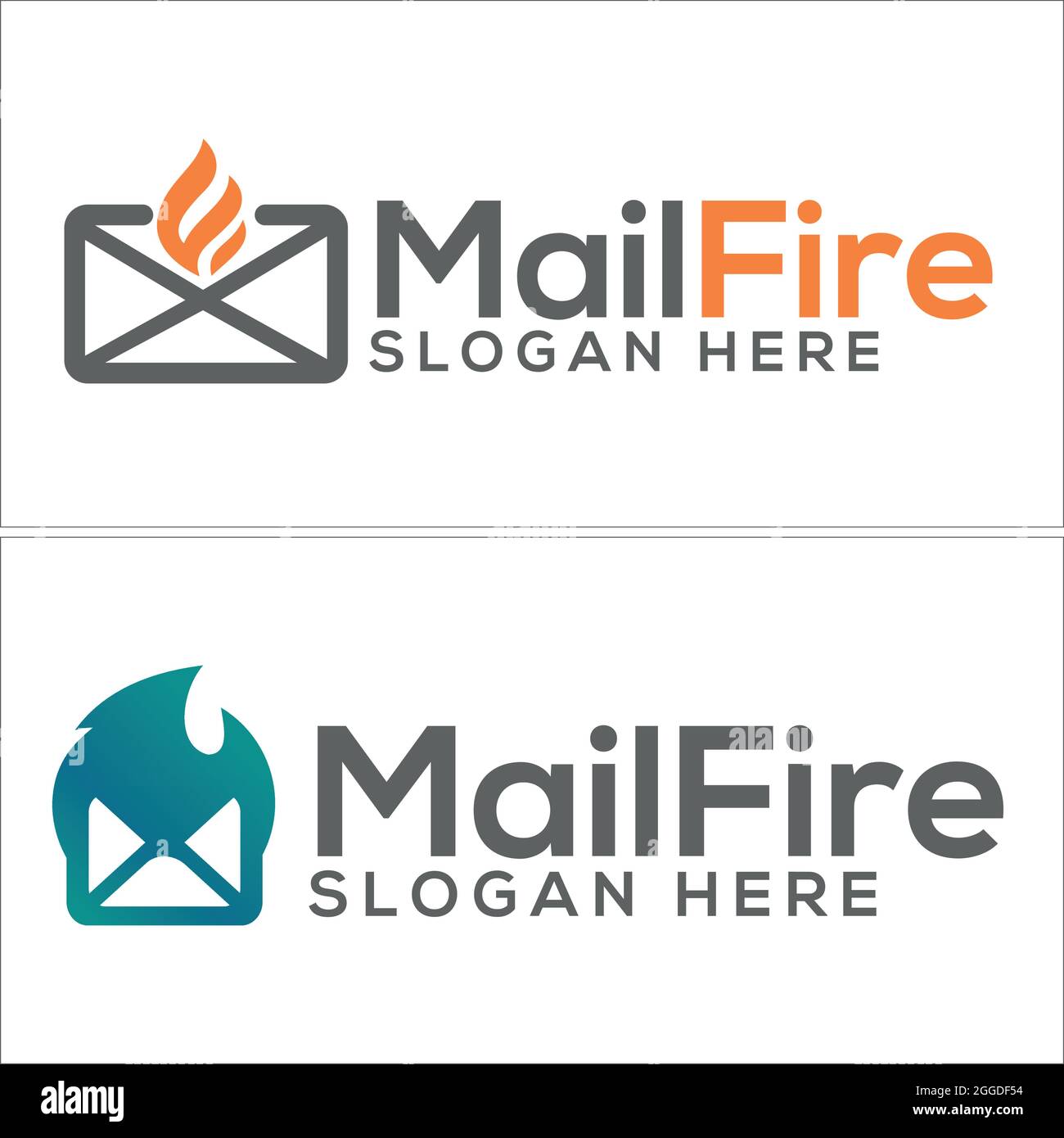 Technology mail internet media with fire envelope logo design Stock Vector