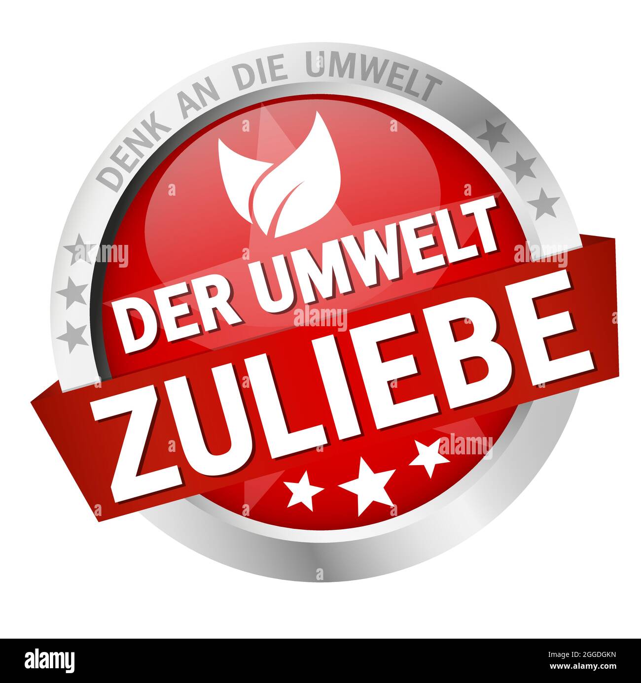 EPS 10 vector with round colored button with banner and text for the environment (in german) Stock Vector