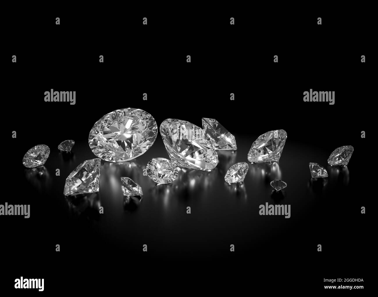 Beautiful 3D Rendered Shiny Diamond in Brilliant Cut on Black ...
