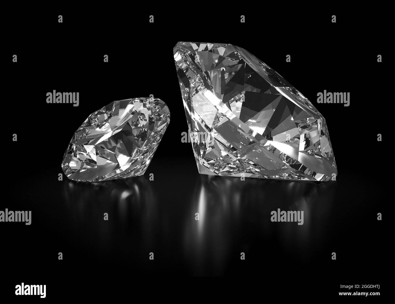 Beautiful 3D Rendered Shiny Diamond in Brilliant Cut on Black