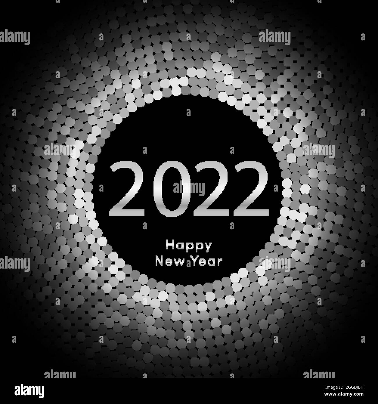 Happy New Year 2022 circle background. Festive disco template. Vector