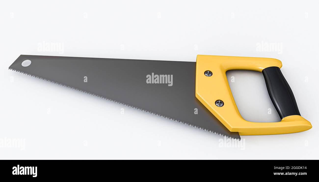 hand saw isolated on white background 3d illustration Stock Photo - Alamy