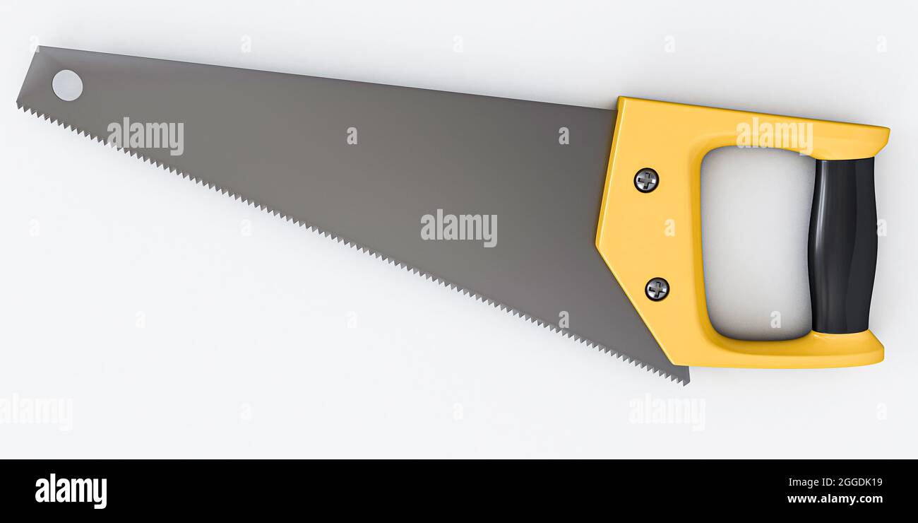 hand saw isolated on white background 3d illustration Stock Photo - Alamy