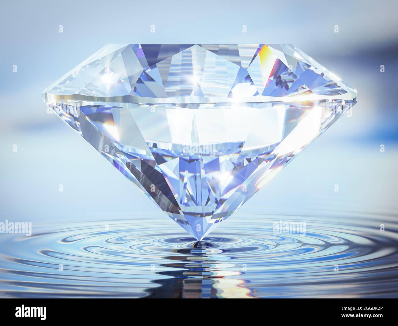 Beautiful 3D Rendered Shiny Diamond in Brilliant Cut on Black