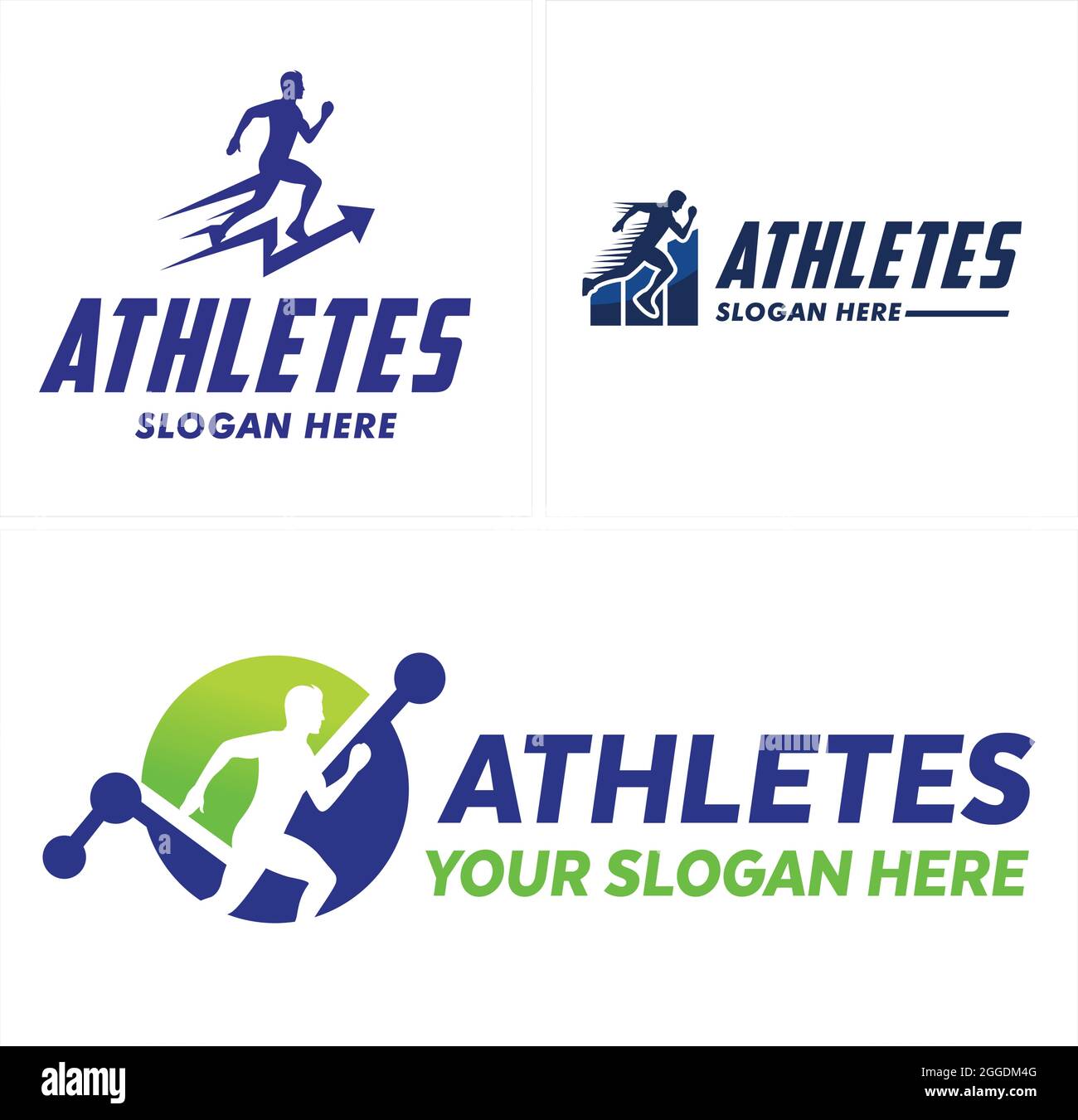 Sport training coaching athletes with man sprints logo design Stock Vector
