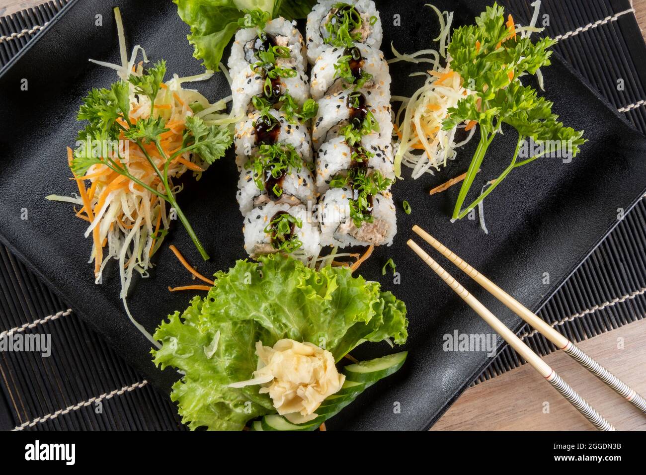 grilled salmon uramaki with cream cheese Stock Photo - Alamy